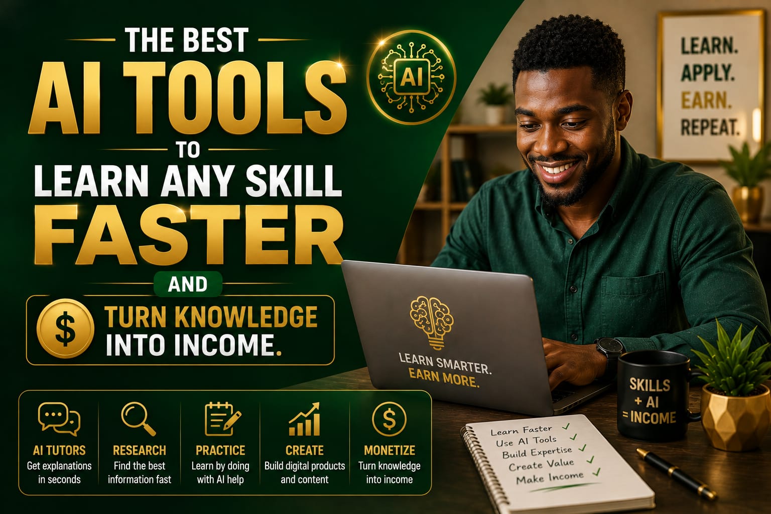 You are currently viewing The Best AI Tools to Learn Any Skill Faster and Turn Knowledge Into Income