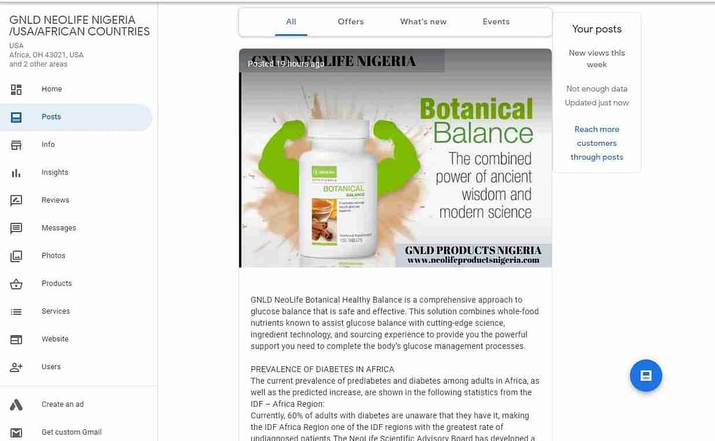 google my business post section