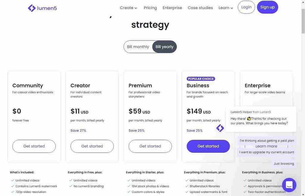 LUMEN 5 FREE AND PAID PLANS