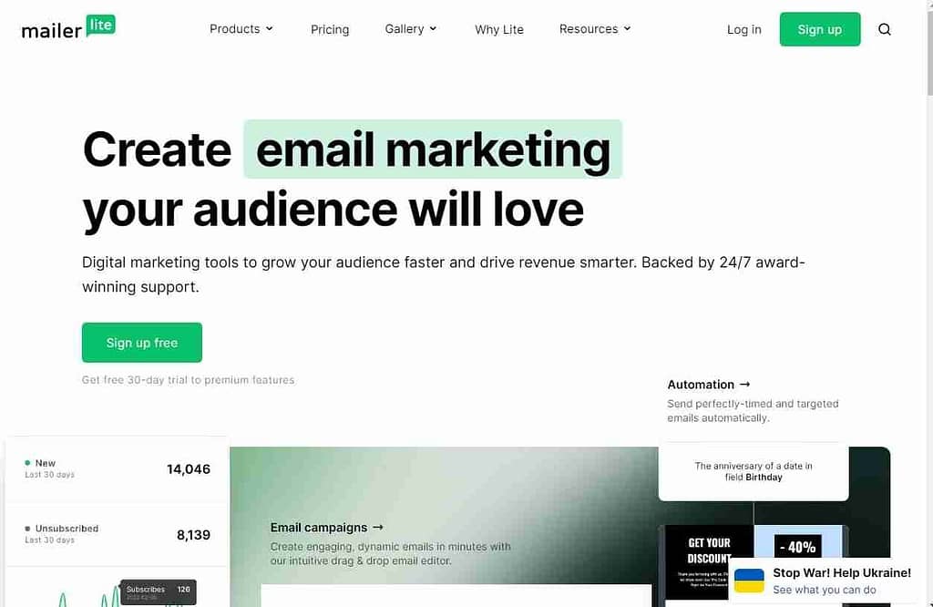 MAILERLITE EMAIL SERVICES