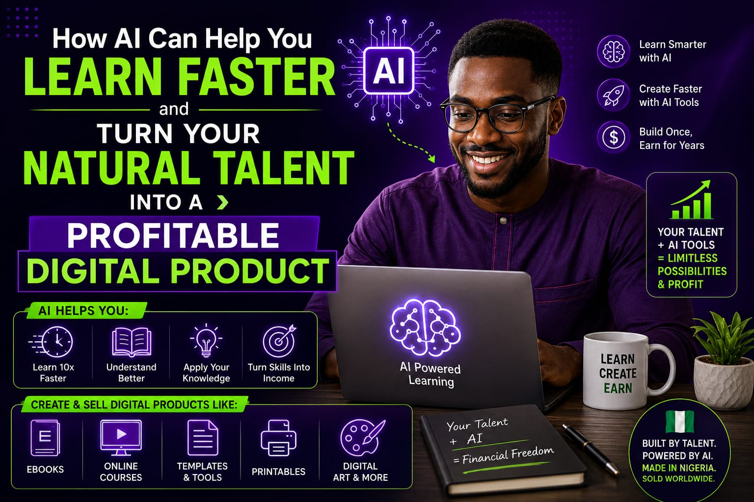 You are currently viewing How AI can help you learn faster and Turn Your Natural Talent Into a Profitable Digital Product