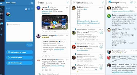 Tweeter deck for scheduling tweets